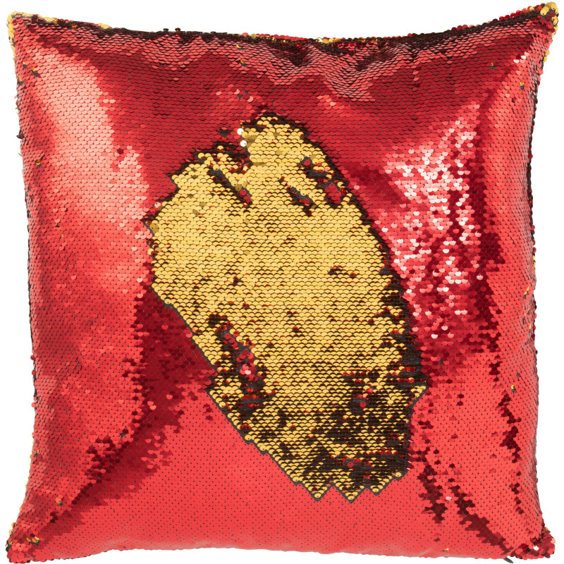 Coussin moderne original Carré 45x45 en Tissu Sequins réversibles Rouge Doré Glitty - 2