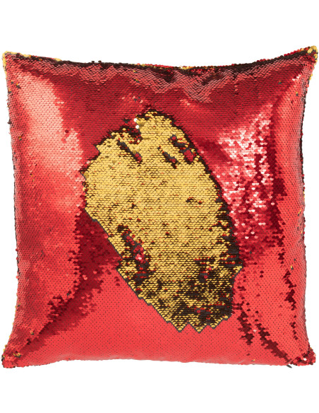 Coussin moderne original Carré 45x45 en Tissu Sequins réversibles Rouge Doré Glitty - 2