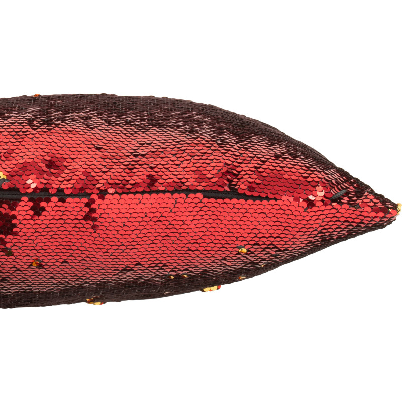 Coussin moderne original Carré 45x45 en Tissu Sequins réversibles Rouge Doré Glitty - 4