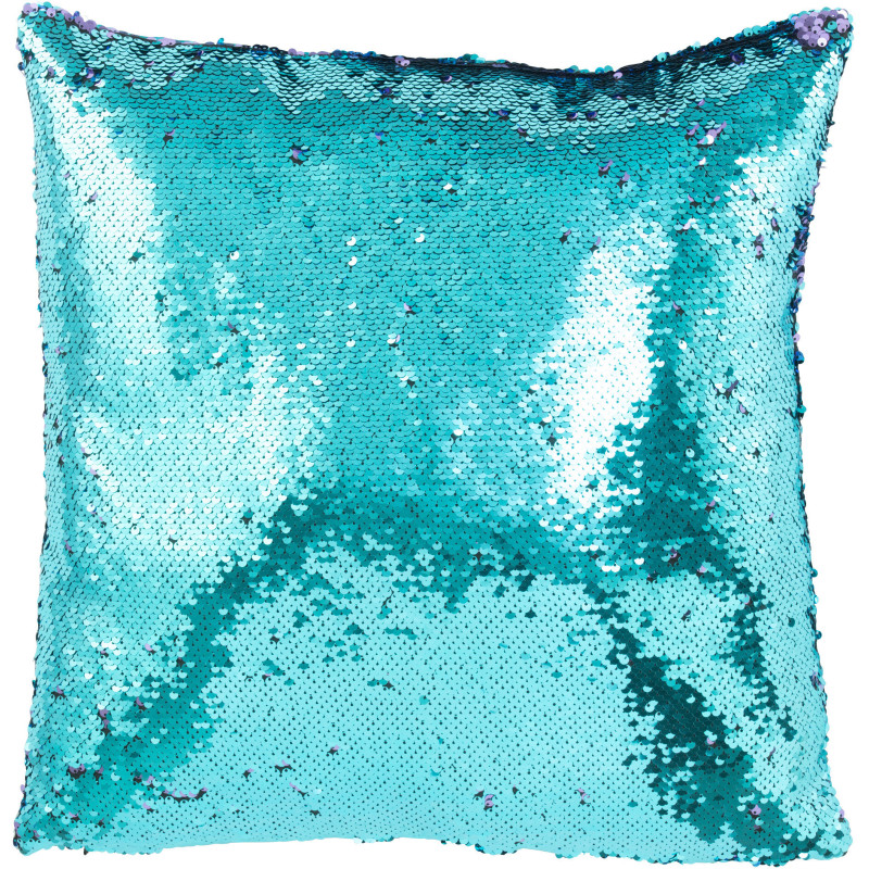 Coussin moderne original Carré 45x45 en Tissu Sequins réversibles Bleu Mauve Glitty - 1