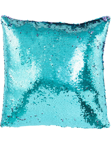 Coussin moderne original Carré 45x45 en Tissu Sequins réversibles Bleu Mauve Glitty - 1