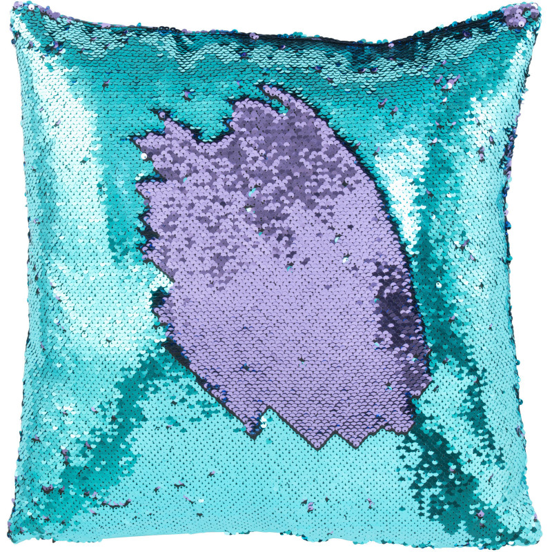 Coussin moderne original Carré 45x45 en Tissu Sequins réversibles Bleu Mauve Glitty - 2