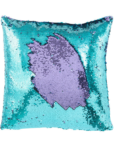 Coussin moderne original Carré 45x45 en Tissu Sequins réversibles Bleu Mauve Glitty - 2
