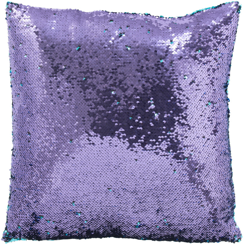 Coussin moderne original Carré 45x45 en Tissu Sequins réversibles Bleu Mauve Glitty - 3