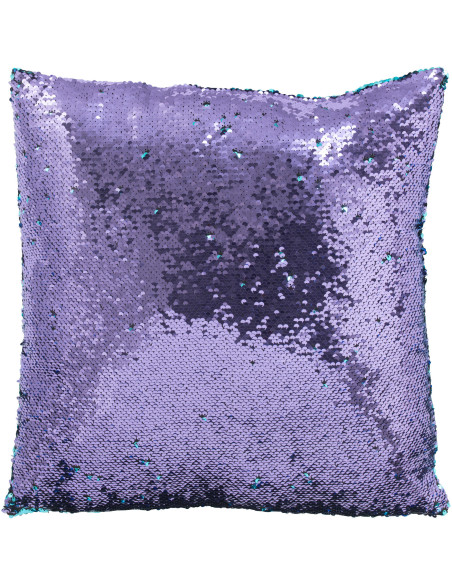 Coussin moderne original Carré 45x45 en Tissu Sequins réversibles Bleu Mauve Glitty - 3