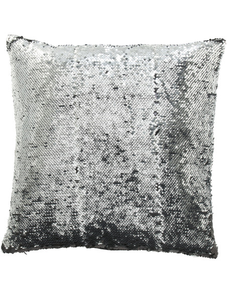 Coussin moderne original Carré 45x45 en Tissu Sequins reversibles Noir Argenté Glitty - 3