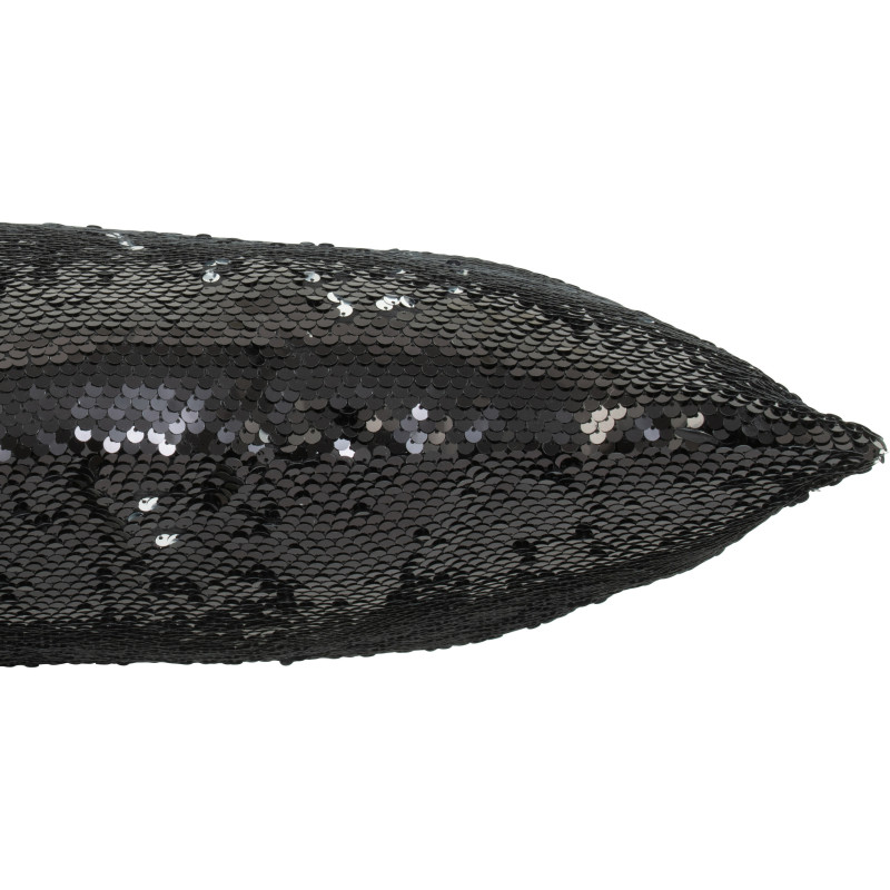 Coussin moderne original Carré 45x45 en Tissu Sequins reversibles Noir Argenté Glitty - 4