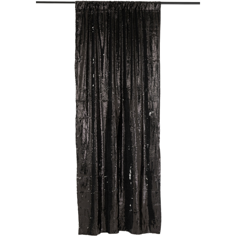 Rideau moderne original 125x250 en Tissu Sequins reversibles Noir Argenté Glitty - 1