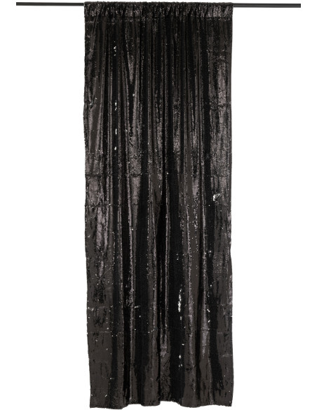 Rideau moderne original 125x250 en Tissu Sequins reversibles Noir Argenté Glitty - 1