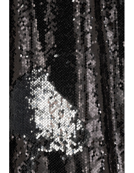 Rideau moderne original 125x250 en Tissu Sequins reversibles Noir Argenté Glitty - 3