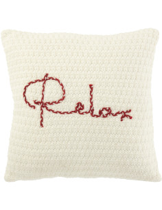 Coussin doux Tricot Carré 45x45 en Tissu acrylique Blanc Rouge Relax - 1