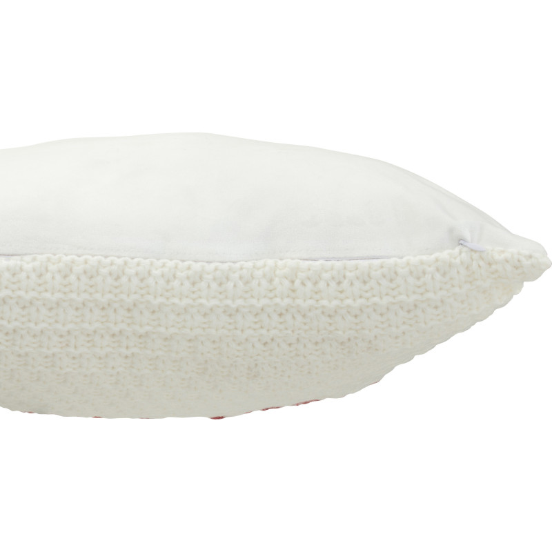 Coussin doux Tricot Carré 45x45 en Tissu acrylique Blanc Rouge Relax - 3