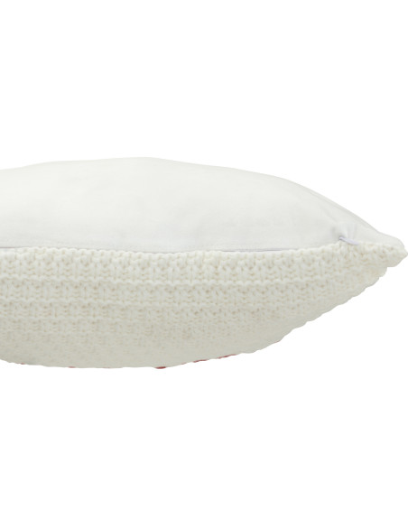 Coussin doux Tricot Carré 45x45 en Tissu acrylique Blanc Rouge Relax - 3