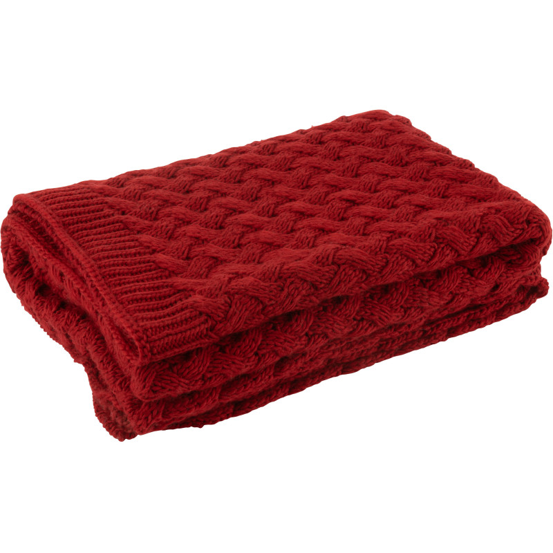Plaid tricot grosse maille 130x180 en Tissu acrylique Rouge Grandma - 1