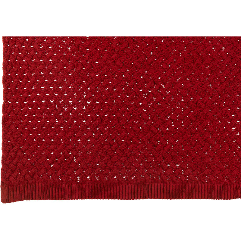 Plaid tricot grosse maille 130x180 en Tissu acrylique Rouge Grandma - 3