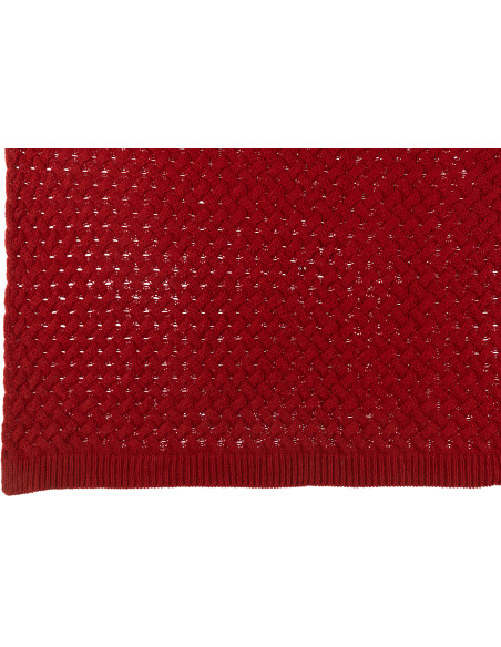 Plaid tricot grosse maille 130x180 en Tissu acrylique Rouge Grandma - 3