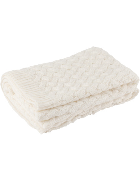 Plaid tricot grosse maille 130x180 en Tissu acrylique Blanc Grandma - 1