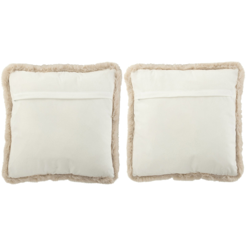 Coussin original Chien & Chat Carré 45X45 en Tissu Blanc Beige Effet fourrure Lenvir (Lot de 2) - 2