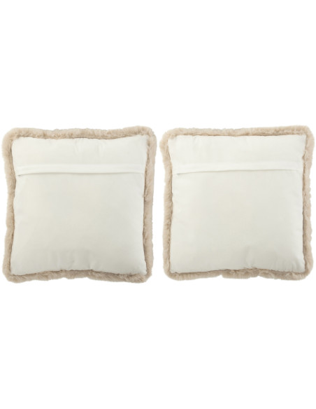 Coussin original Chien & Chat Carré 45X45 en Tissu Blanc Beige Effet fourrure Lenvir (Lot de 2) - 2