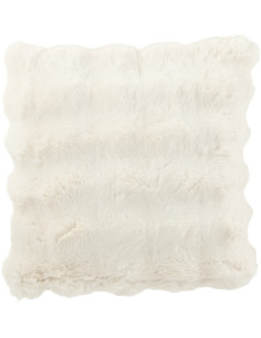 Coussin original Poils longs Carré 45x45 en Tissu Blanc Motif vagues Wave - 1