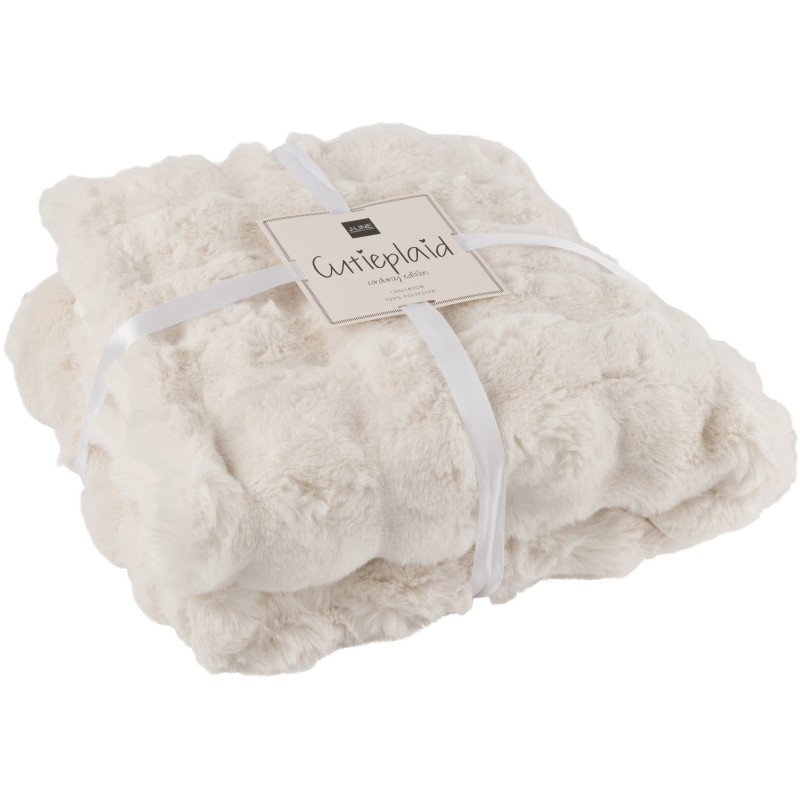 Plaid douceur Poils longs 180x130 en Tissu Blanc Motif vagues Wave - 1