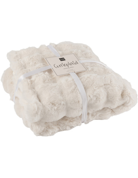 Plaid douceur Poils longs 180x130 en Tissu Blanc Motif vagues Wave - 1