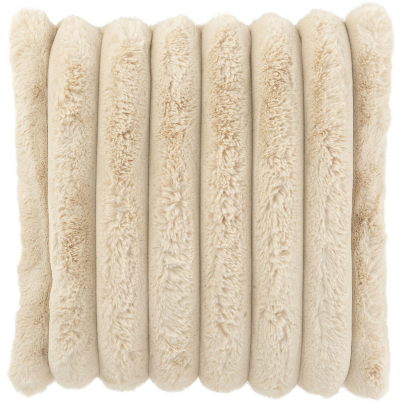 Coussin moelleux Carré 45x45 en Velours côtelé Beige Corduroy J-Line - 1