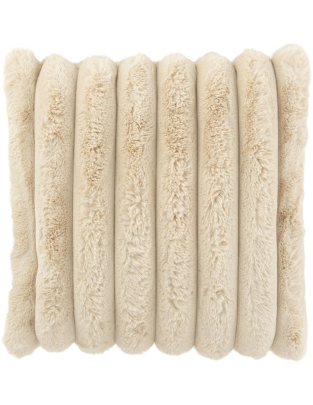 Coussin moelleux Carré 45x45 en Velours côtelé Beige Corduroy J-Line - 1