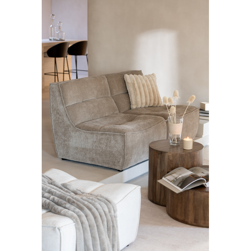 Coussin moelleux Carré 45x45 en Velours côtelé Beige Corduroy J-Line - 2
