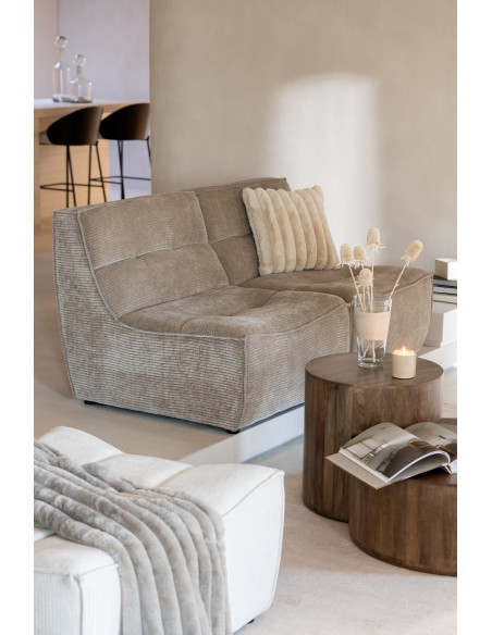 Coussin moelleux Carré 45x45 en Velours côtelé Beige Corduroy J-Line - 2