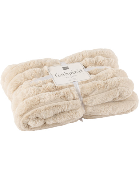 Plaid douceur 180x130 en Velours côtelé Beige Corduroy - 1