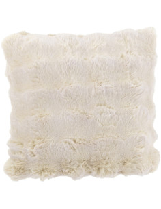 Coussin original Poils longs Carré 45x45 en Tissu Blanc ivoire Motif vagues Wave - 1