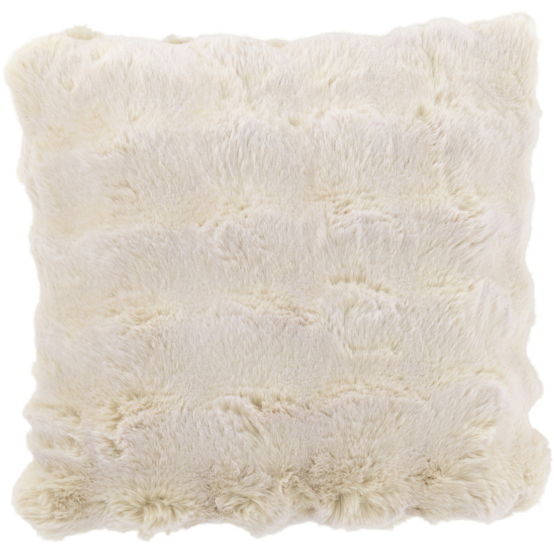 Coussin original Poils longs Carré 45x45 en Tissu Blanc ivoire Motif vagues Wave - 1