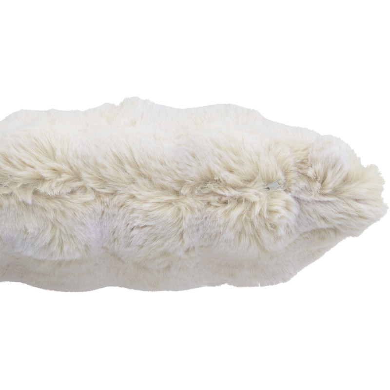 Coussin original Poils longs Carré 45x45 en Tissu Blanc ivoire Motif vagues Wave - 2