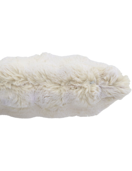 Coussin original Poils longs Carré 45x45 en Tissu Blanc ivoire Motif vagues Wave - 2