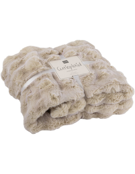 Plaid douceur Poils longs 180x130 en Tissu Blanc ivoire Motif vagues Wave - 1