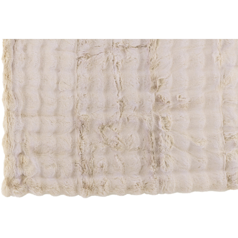 Plaid douceur Poils longs 180x130 en Tissu Blanc ivoire Motif vagues Wave - 2