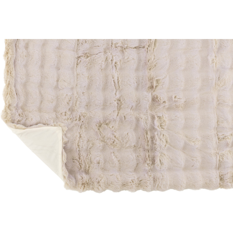 Plaid douceur Poils longs 180x130 en Tissu Blanc ivoire Motif vagues Wave - 3