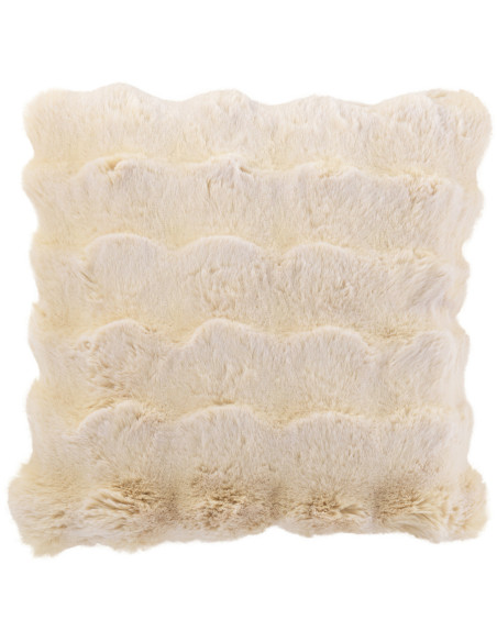 Coussin original Poils longs Carré 45x45 en Tissu Blanc crème Motif vagues Wave - 1