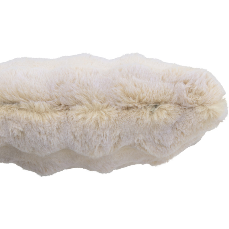 Coussin original Poils longs Carré 45x45 en Tissu Blanc crème Motif vagues Wave - 3