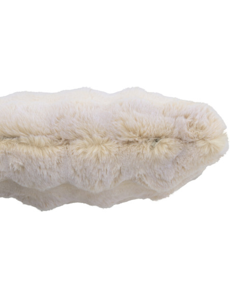 Coussin original Poils longs Carré 45x45 en Tissu Blanc crème Motif vagues Wave - 3