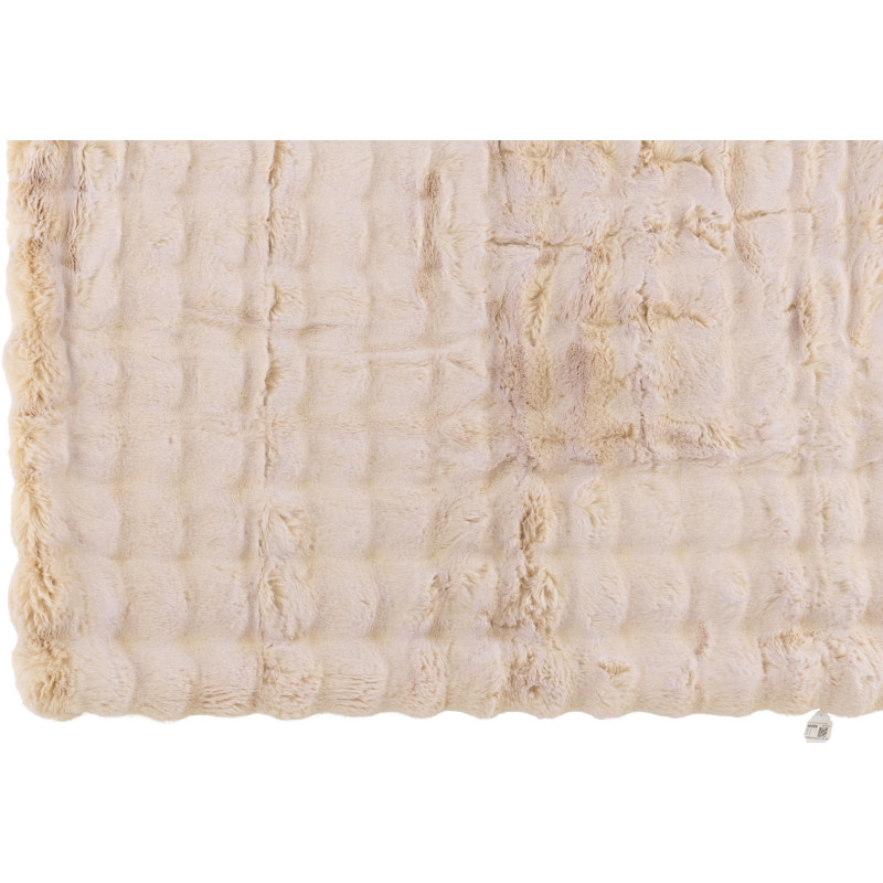 Plaid douceur Poils longs 180x130 en Tissu Blanc crème Motif vagues Wave J-Line - 2