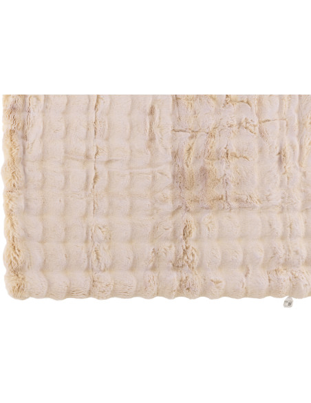 Plaid douceur Poils longs 180x130 en Tissu Blanc crème Motif vagues Wave J-Line - 2