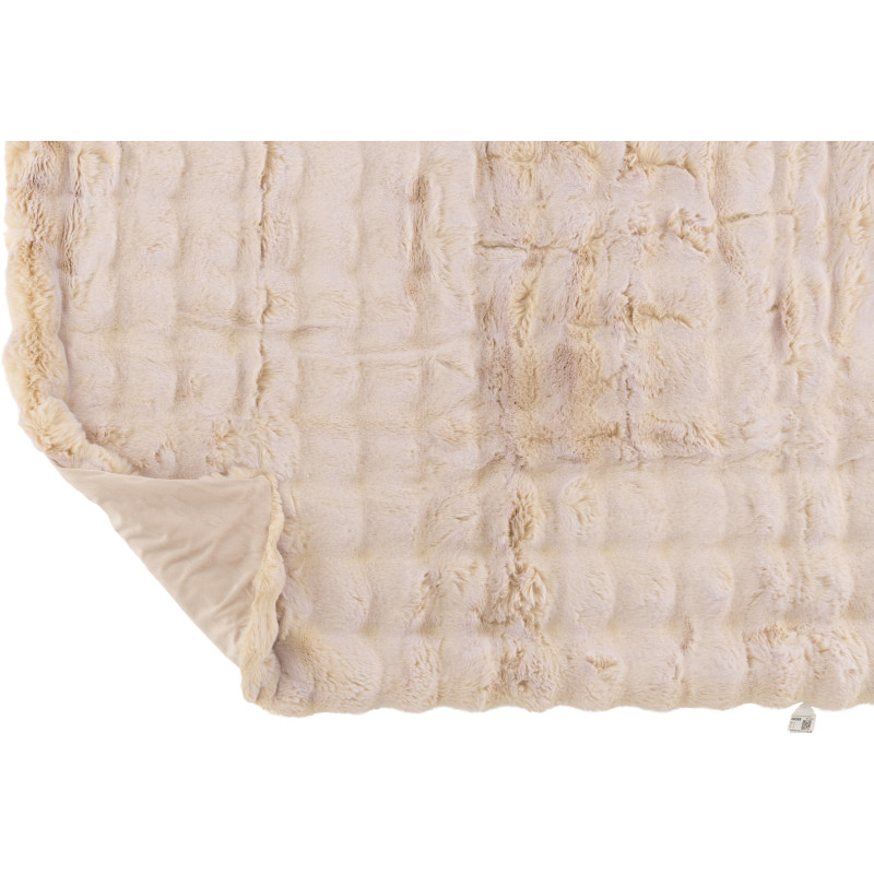 Plaid douceur Poils longs 180x130 en Tissu Blanc crème Motif vagues Wave J-Line - 3