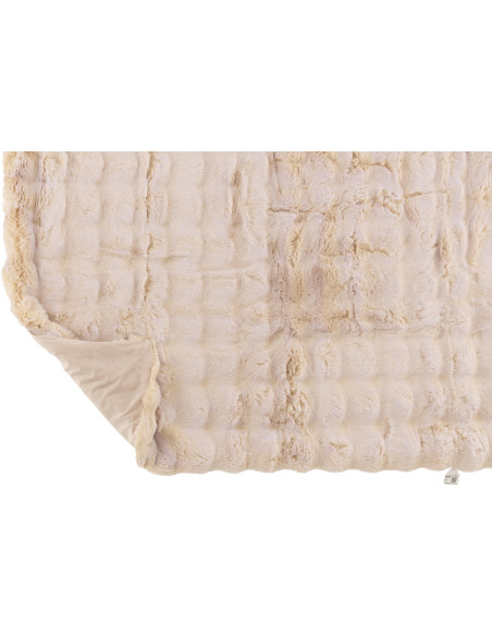 Plaid douceur Poils longs 180x130 en Tissu Blanc crème Motif vagues Wave J-Line - 3