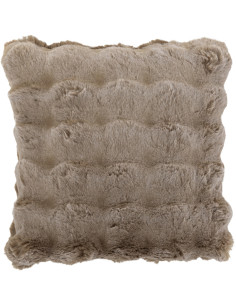 Coussin original Poils longs Carré 45x45 en Tissu Taupe Motif vagues Wave - 1