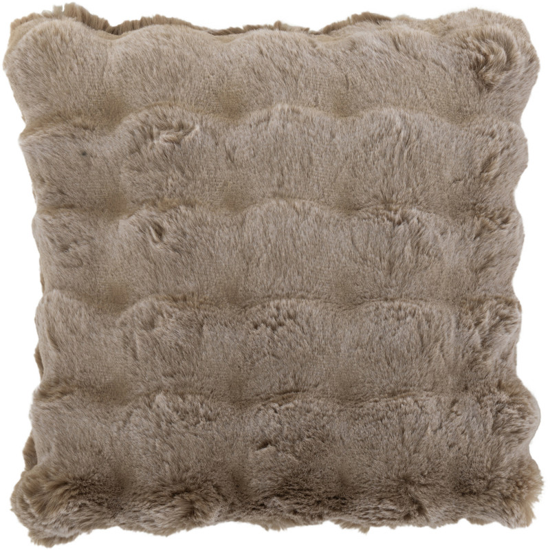 Coussin original Poils longs Carré 45x45 en Tissu Taupe Motif vagues Wave - 1
