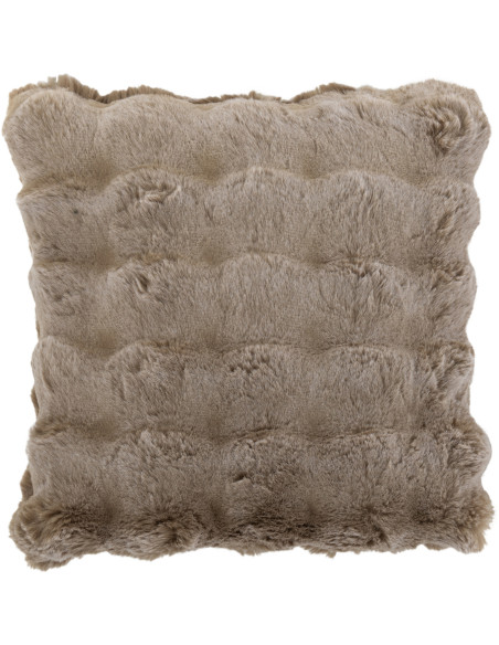 Coussin original Poils longs Carré 45x45 en Tissu Taupe Motif vagues Wave - 1