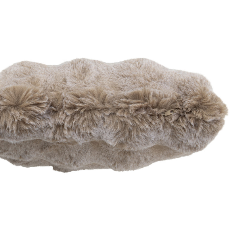 Coussin original Poils longs Carré 45x45 en Tissu Taupe Motif vagues Wave - 2