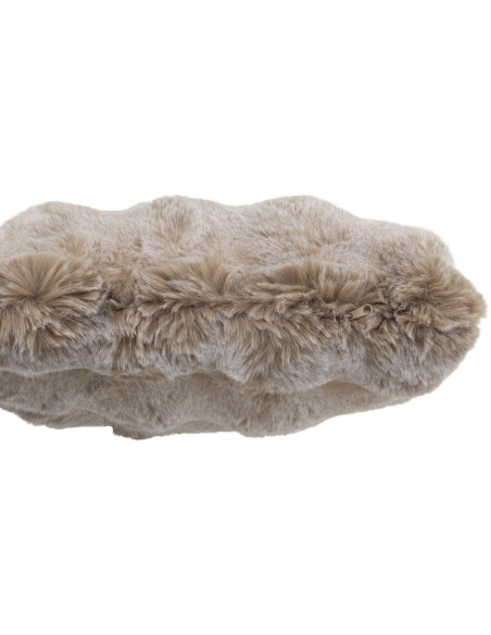 Coussin original Poils longs Carré 45x45 en Tissu Taupe Motif vagues Wave - 2